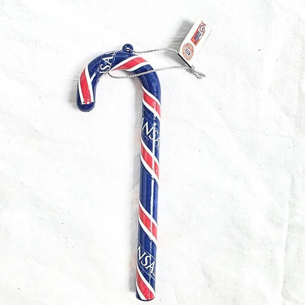 Kansas Jayhawks KU Candy Cane Ornament Licensed NCAA